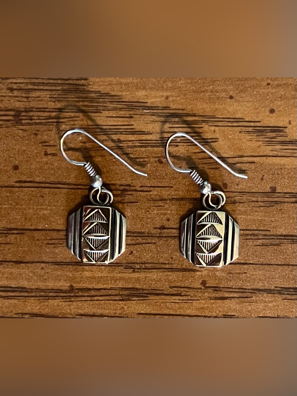 14k Gold & Sterling Silver RARE VINTAGE M.M. Rogers Navajo Drop Earrings